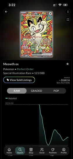 Pokemon Meowth ex Special Illustration Rare Holofoil 121/088 Perfect Order Card - Image 2