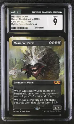 MASSACRE WURM 2021 Core Set Borderless Mythic CGC 9 MTG [Nostalgium] - Image 1
