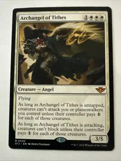 Mtg Archangel of Tithes 0002 Outlaws of Thunder Junction Regular Mythic NM - Image 1