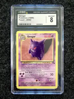 CGC 8 Gengar 20/62 Fossil Rare 1999 Pokemon TCG Card - Image 1