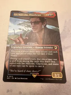 MTG Ian Malcolm, Chaotician Borderless Rare Red Blue 13 Jurassic World…NM - Image 2