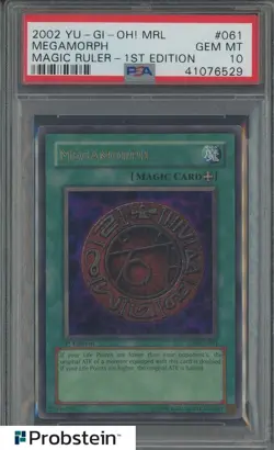 2002 Yu-Gi-Oh! MRL Magic Ruler 1st Edition #061 Megamorph PSA 10 GEM MINT - Image 1