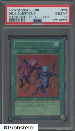 2002 Yu-Gi-Oh! MRL Magic Ruler 1st Edition #039 Delinquent Duo PSA 10 GEM MINT - Image 1
