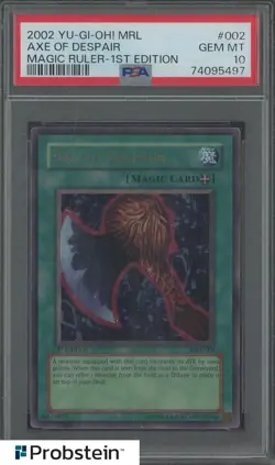 2002 Yu-Gi-Oh! MRL Magic Ruler 1st Edition #002 Axe of Despair PSA 10 GEM MINT - Image 1