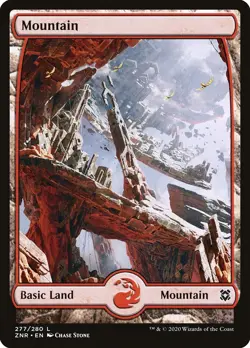 MTG Mountain (277) [Zendikar Rising] Lightly Played Foil Magic - Image 1