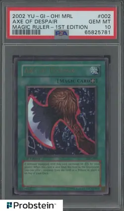 2002 Yu-Gi-Oh! MRL Magic Ruler 1st Edition #002 Axe of Despair PSA 10 GEM MINT - Image 1