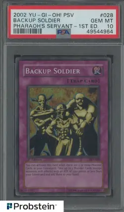 2002 Yu-Gi-Oh! PSV Pharaoh's Servant 1st Edition #028 Backup Soldier PSA 10 - Image 1