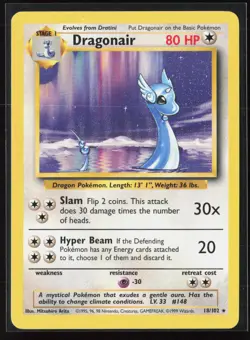 Dragonair 18/102 Rare Base Set Unlimited WOTC Vintage Pokemon LP - Image 1