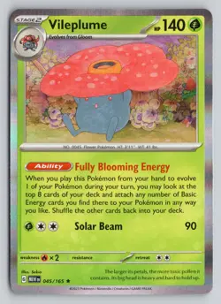 VILEPLUME 045/165 RARE 151 POKEMON HOLO NM - Image 1