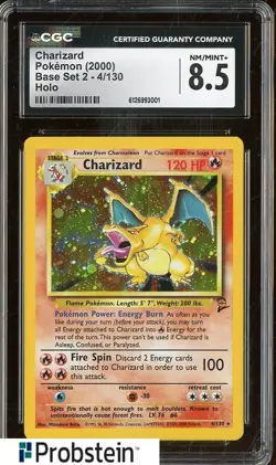2000 Pokemon Base Set 2 #4/130 Charizard Holo Rare CGC 8.5 NM-MT+ - Image 1