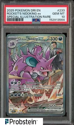 2025 Pokemon DRI EN Special Illustration Rare #233 Rocket's Nidoking ex PSA 10 - Image 1