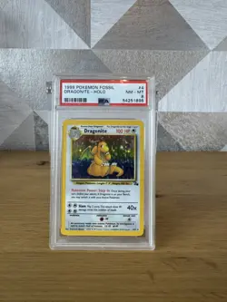 Pokemon TCG Dragonite Fossil Holo Unlimited Rare Card 4/62 Graded PSA 8 - Image 1