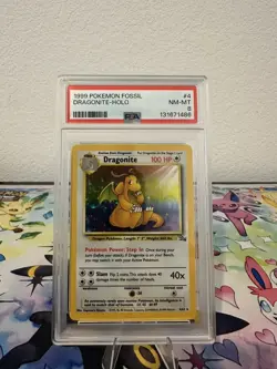 Pokemon Fossil Dragonite Holo Unlimited PSA 8 4/62 NM - Mint - Image 1