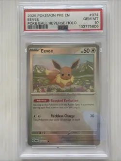 PSA 10 GEM MINT Eevee Prismatic Evolutions Masterball Holo ERROR Pokemon 074/131 - Image 1