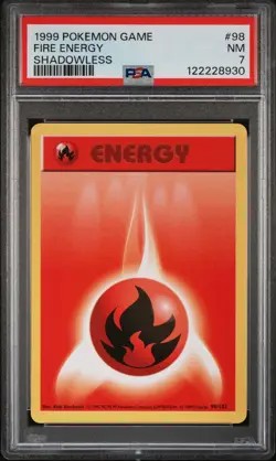 1999 POKEMON GAME SHADOWLESS #98 FIRE ENERGY PSA 7 - Image 1