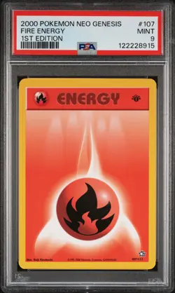 2000 POKEMON NEO GENESIS 1ST ED #107 FIRE ENERGY PSA 9 - Image 1