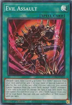 Evil Assault [SUDA-EN052] Super Rare Near Mint 1st Edition - Yugioh single - Image 1