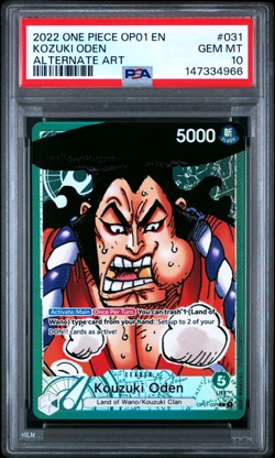 ONE PIECE KOZUKI ODEN 2022 OP01-ROMANCE DAWN #031 ALTERNATE ART PSA 10 - Image 1