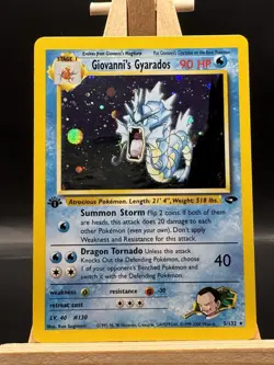 Pokemon TCG Giovanni's Gyarados Holo Card 5/132 Gym Challenge First Edition WOTC - Image 1