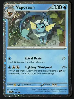 3 SWIRLS Vaporeon 168 Promo Pokemon Card Scarlet Violet 🌀 Swirl Black Star NM - Image 2