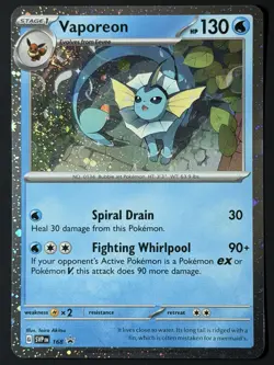 3 SWIRLS Vaporeon 168 Promo Pokemon Card Scarlet Violet 🌀 Swirl Black Star NM - Image 3