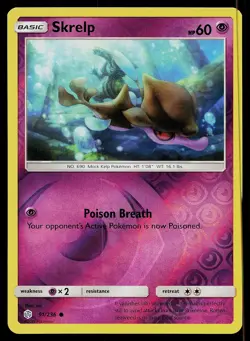 Pokemon Card Cosmic Eclipse Skrelp 91/236 Common Reverse Holo - Image 1