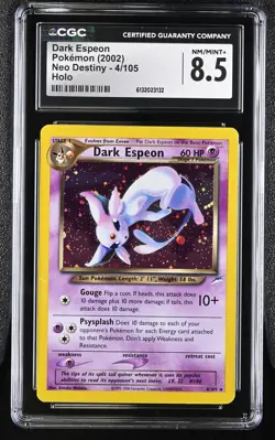 CGC 8.5 NM/MINT+ Dark Espeon 4/105 Neo Destiny Holo Pokemon Card - Image 1