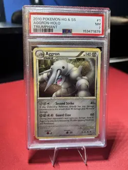Pokemon TCG 2010 Aggron 1/102 HGSS Triumphant Holo Rare Card PSA 7 - Image 1