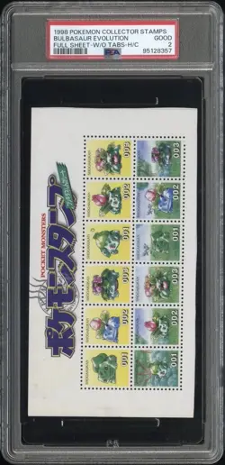 Venusaur Bulbasaur Pokemon Card Shogakukan Nippon Stamp Sheet Japanese PSA 2 - Image 3