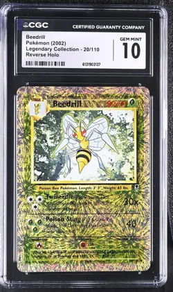 CGC 10 GEM MINT Beedrill 20/110 Legendary (collection) Reverse Holo Pokemon Card - Image 1