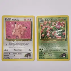 Gym Challenge Erika’s Clefairy Erika's Ivysaur + 3 cards LP/NM WOTC Pokemon TCG - Image 3