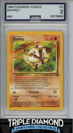 1999 Pokemon Jungle #55/64 Mankey AGS 3 VG F809 - Image 1