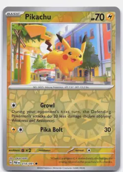 Pikachu 018/091 Common Paldean Fates Pokemon Reverse Holo Near Mint - Image 1