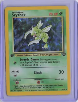 Scyther 10/64 Holo Rare Jungle Pokemon Moderately Played - Image 1