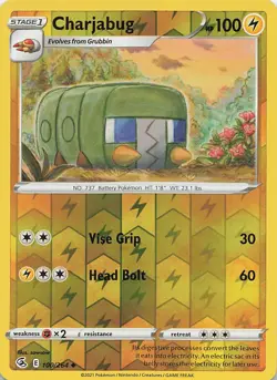 Charjabug 100/264 Uncommon Fusion Strike Pokemon Reverse Holo Near Mint - Image 1