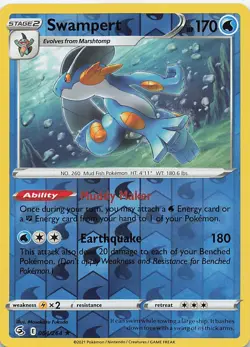 Swampert 064/264 Holo Rare Fusion Strike Pokemon Reverse Holo Near Mint - Image 1