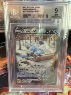 BGS 9 Pokemon TCG Glaceon v Alt Art Evolving Skies 175/203 - Image 1