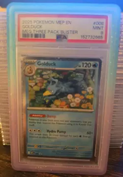 Pokemon 2025 Golduck 008 Mega Evolution Three Pack Blister PSA 9 - Image 1