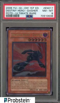 2006 Yu-Gi-Oh! 1st Edition POTD Ultimate Rare #EN017 Destiny Hero - Dasher PSA 8 - Image 1