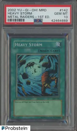 2002 Yu-Gi-Oh! MRD Metal Riders 1st Edition #142 Heavy Storm PSA 10 GEM MINT - Image 1