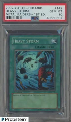 2002 Yu-Gi-Oh! MRD Metal Riders 1st Edition #142 Heavy Storm PSA 10 GEM MINT - Image 1