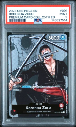 ONE PIECE RORONOA ZORO 2023 BANDAI PREMIUM CARD COLLECTION 25TH Ed. #001 PSA 9 - Image 1