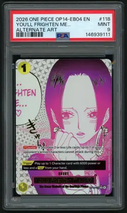 ONE PIECE YOU'LL FRIGHTEN ME... 2026 OP14-EB04 ALTERNATE ART #118 PSA 9 - Image 1