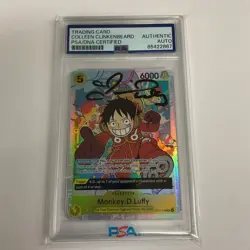 COLLEEN CLINKENBEARD SIGNED ONE PIECE MONKEY.D.LUFFY TRADING CARD PSA/DNA SLAB - Image 1