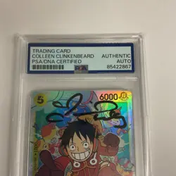 COLLEEN CLINKENBEARD SIGNED ONE PIECE MONKEY.D.LUFFY TRADING CARD PSA/DNA SLAB - Image 2