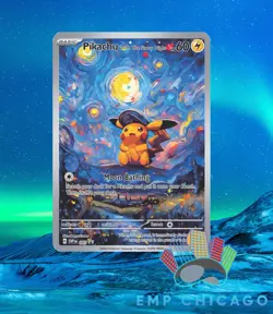 Pokemon Pikachu Starry Night Van Gogh Beautiful Moon ACG Star Trading Card - NM - Image 1