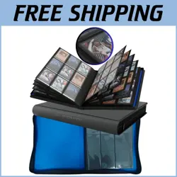 Large Capacity Zipper Card Binder - Perfect for 288 Trading Cards, Blue Design - Image 1