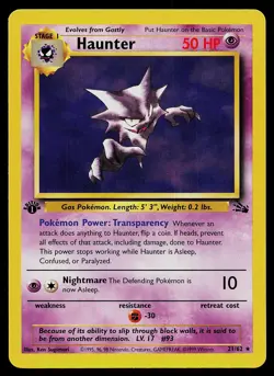 Pokemon Card - Haunter Fossil 21/62 1st Edition Rare - Image 1