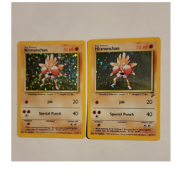 Pokemon TCG Base Set, Base Set 2 Hitmonchan Holo 7/102, 8/130 Card Lot 1999 - Image 1