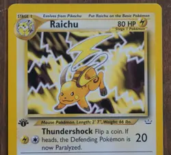 Vintage RAICHU 1st Edition Pokemon Card 2000 Non-Holo Neo Revalation 21/64 NM - Image 2